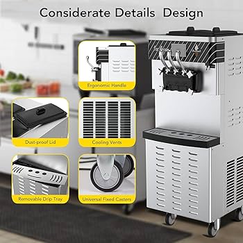 Amazon.com: Commercial Ice Cream Maker with Two 12L Hoppers